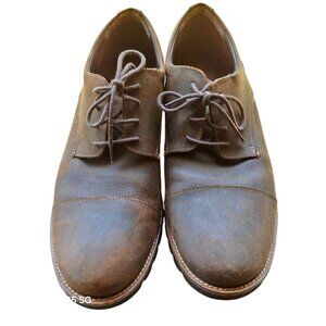 Rockport Mens Brown Leather Oxford Shoes Size 11 1/2  With Lace-Up Closure